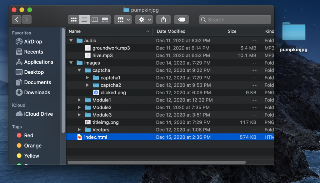 2. Desktop view of game files with folders expanded