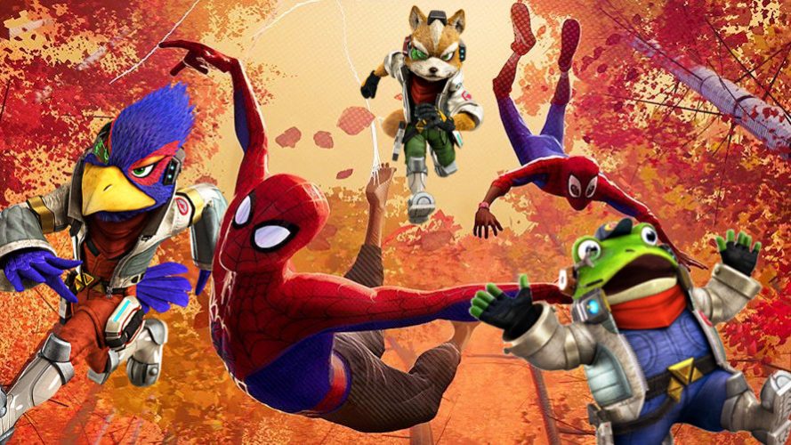 A badly photoshopped image of Star Fox and Spider-Man characters